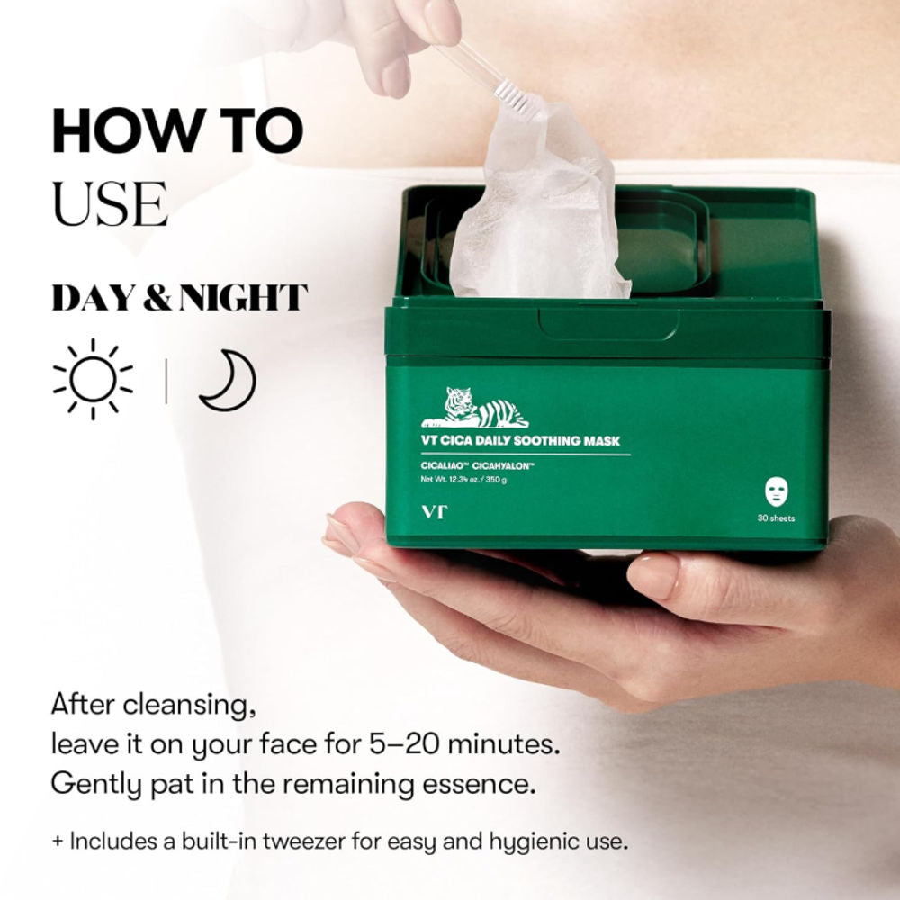  Korean Skincare VT Cosmetics Cica Daily Soothing Mask 30 pcs 350 g Koreanische Kosmetik K Beauty 